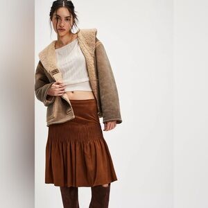 Free People Nigel Preston pintuck Lambskin suede skirt